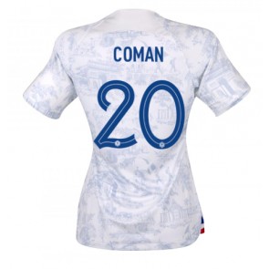 Frankrike Kingsley Coman #20 Bortatröja Kvinnor VM 2022 Kortärmad